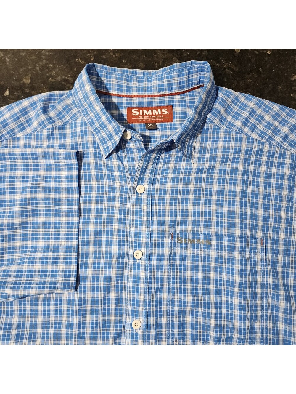 Simms Plaid Fishing Performance Stretch Outdoor Hiking Camping Casual Mens XL